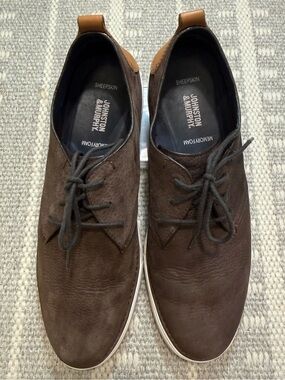 Johnston & Murphy Men's 11.5 Noah Brown Nubuck Plain Toe Derby Shoes